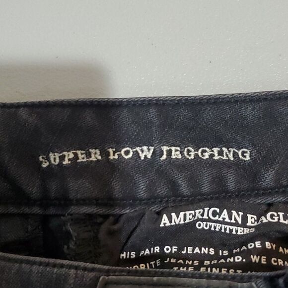 american Eagle black super stretch X 28x28 size 4 super low jeggings - Picture 7 of 8